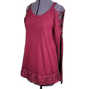 Maurices Burgundy Long Sleeve Top Sz S